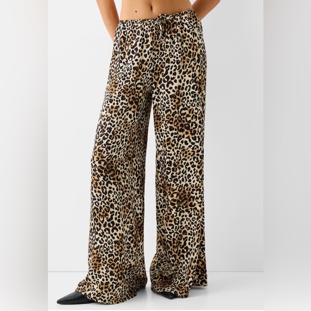 Bershka Leopard Print wide leg pants